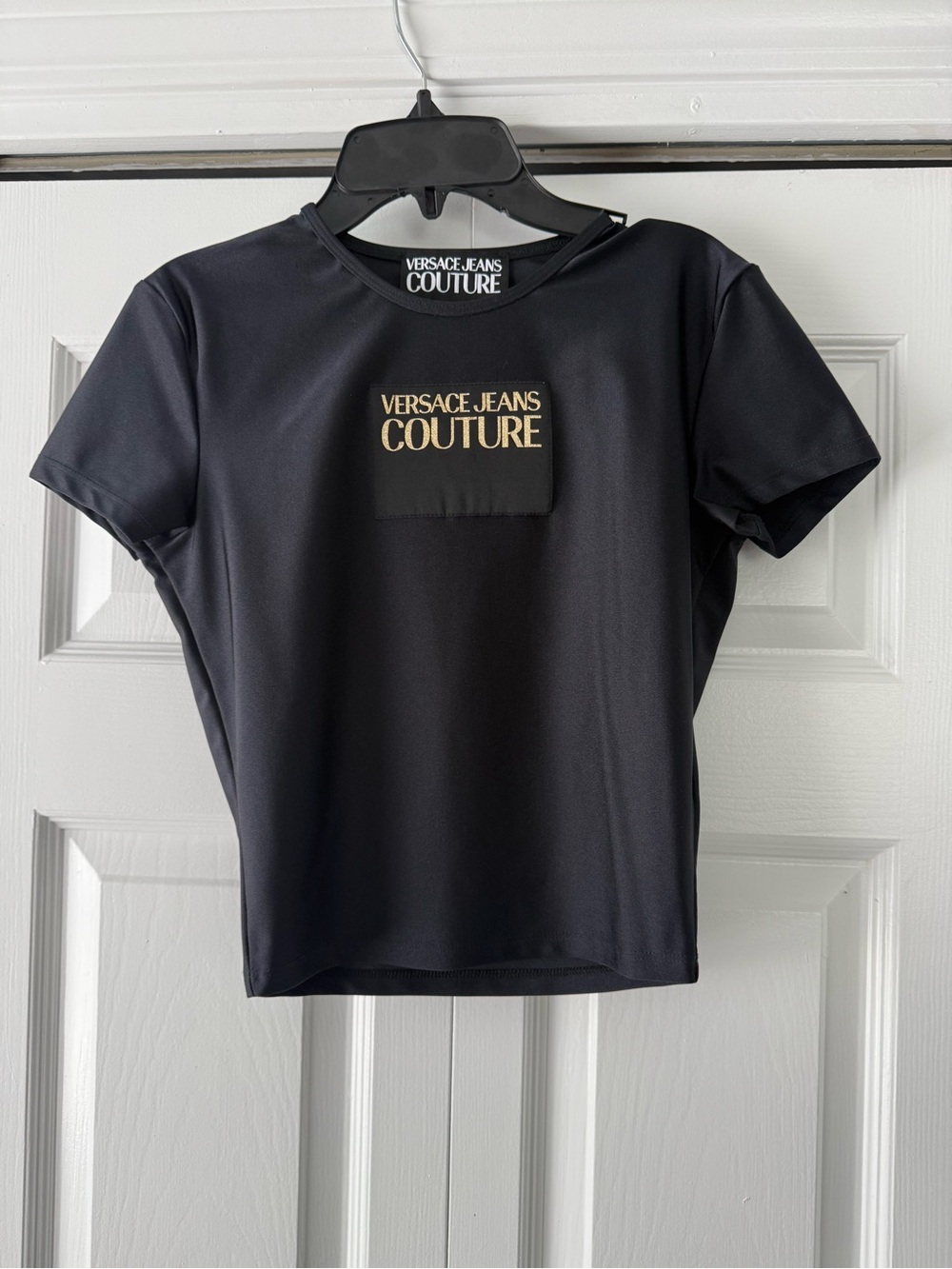 Versace Jeans Collection Black and White Logo Tag Tee